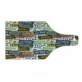 thumbnail image 1 of USA Cutting Board, Retro American Auto License Plates Utah America Rhode Island North Carolina Print, Decorative Tempered Glass Cutting and Serving Board, Wine Bottle Shape, Multicolor, by Ambesonne, 1 of 1