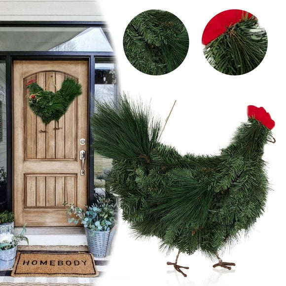 Couronne de Décorations de Noël Extérieures Nouvelle Couronne de Coq Décoration de Festival Couronne de Poulet / Couronne à Thème Coq Exquise Parfaite pour Décorer Votre Maison et l'Ambiance des Fêtes Marque pour la Maison