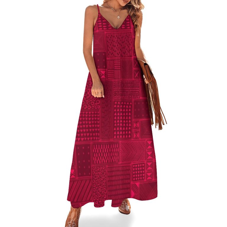 African Red Tribal Mud Cloth Sleeveless Dress dress korean style ceremony  dresses - Walmart.com