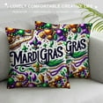 thumbnail image 3 of Orinice  Mardi Gras Throw Pillow Cushion Cover, Vivid Beads Circular Frame with Lettering Traditional Patterns Print, Decorative Square Accent Pillow Case,  White, 3 of 5