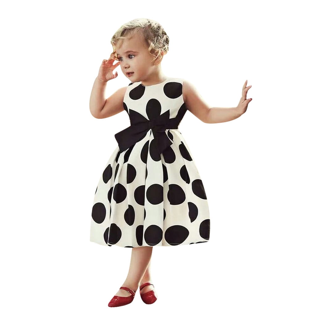 Robe de Fête pour Bébé Fille, Robe Vintage à Pois Princesse