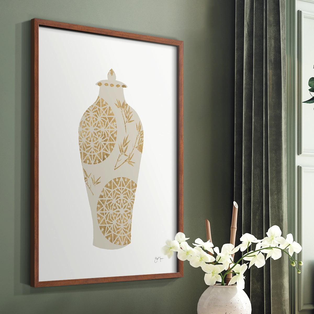 Neutral Urn II in Brown Solid Wood 8 x 10 Framed Print