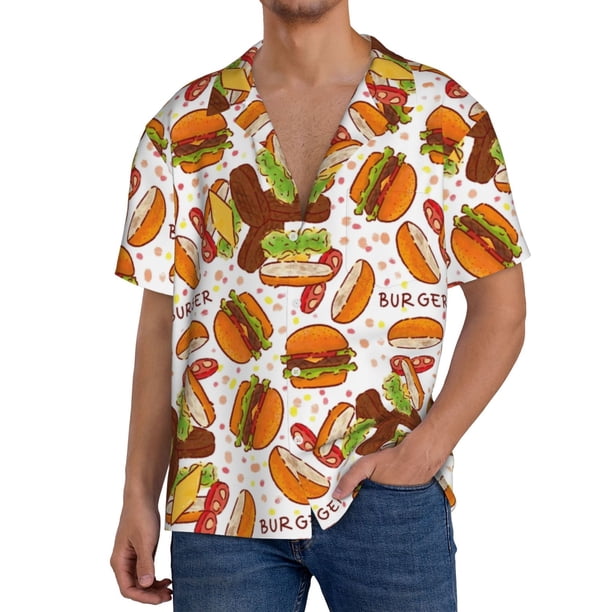 Balery Burger Camisa Casual de Manga Corta con Botones para Hombre, Texturizada, Estilo Cubano, para Playa, Verano-Medium