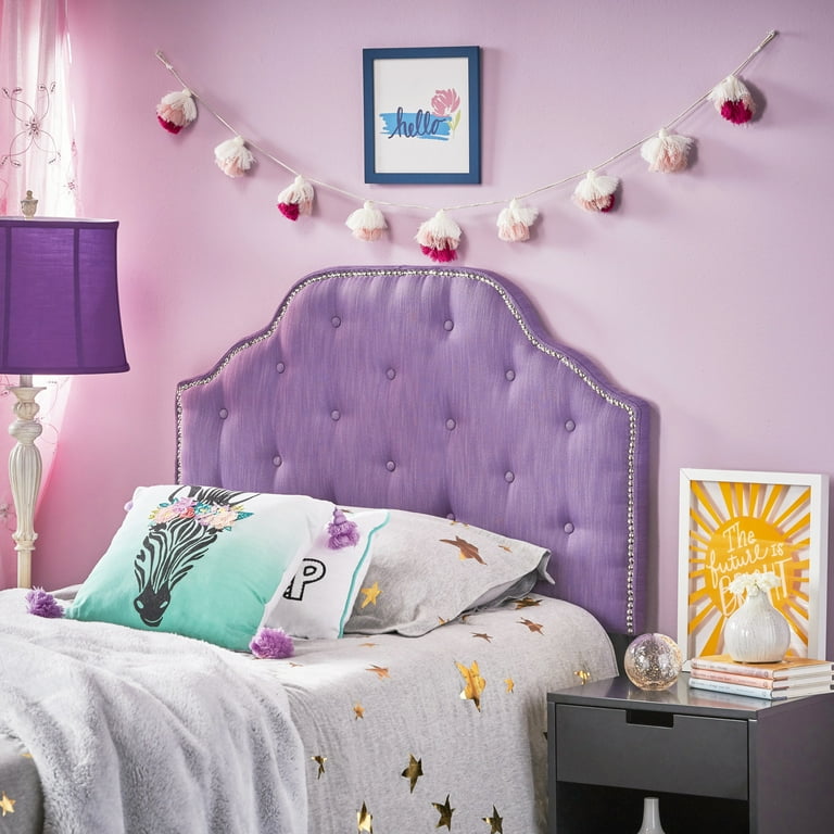 Niamh Light Purple Fabric Kid s Twin Headbaord by Noble House