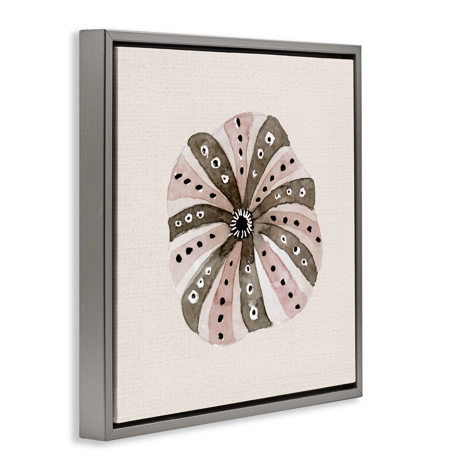 Stupell Industries Taupe Striped Sea Urchin Gray Framed Floater Canvas Wall Art, design by Lanie Loreth