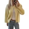 thumbnail image 1 of Gupgi Women Knitted Crop Cardigan Solid Color Sweater Long Sleeve Button Down Open Front Casual Knitwear Tops, 1 of 4