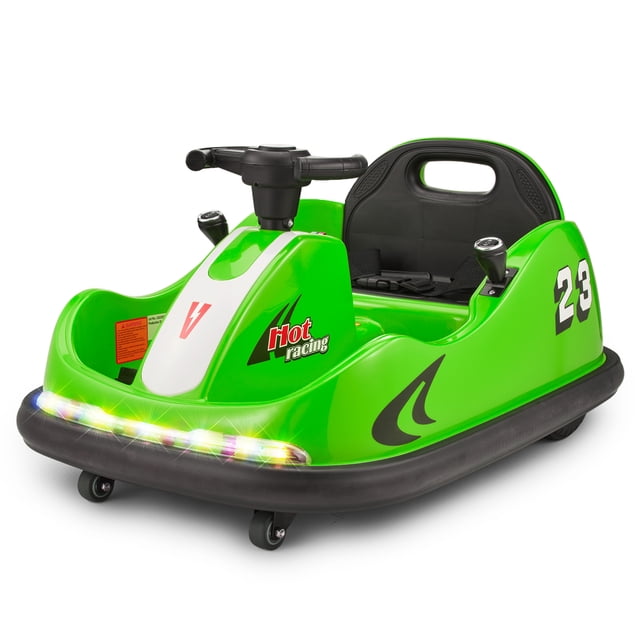 VOLTZ TOYS 12V Kids Bumper Car, Indoor & Outdoor 2 Modes, 360°Rotation Electric Ride On Car Dual Motors w/ Parent Remote Control and Customized Stickers(Green)