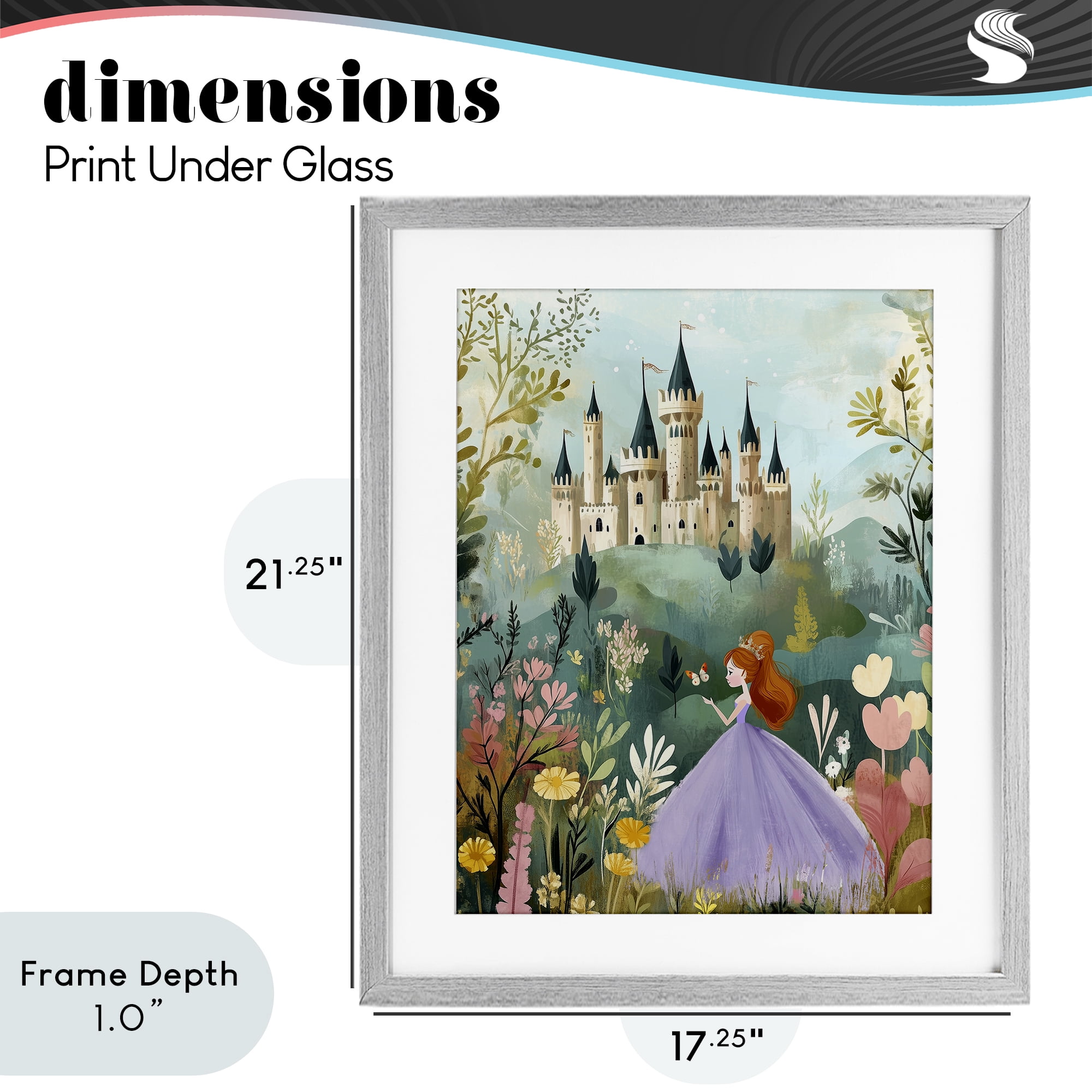 Stupell Industries Princess Day Out Gray Framed Print Under Glass, design by Christine Simpson Art