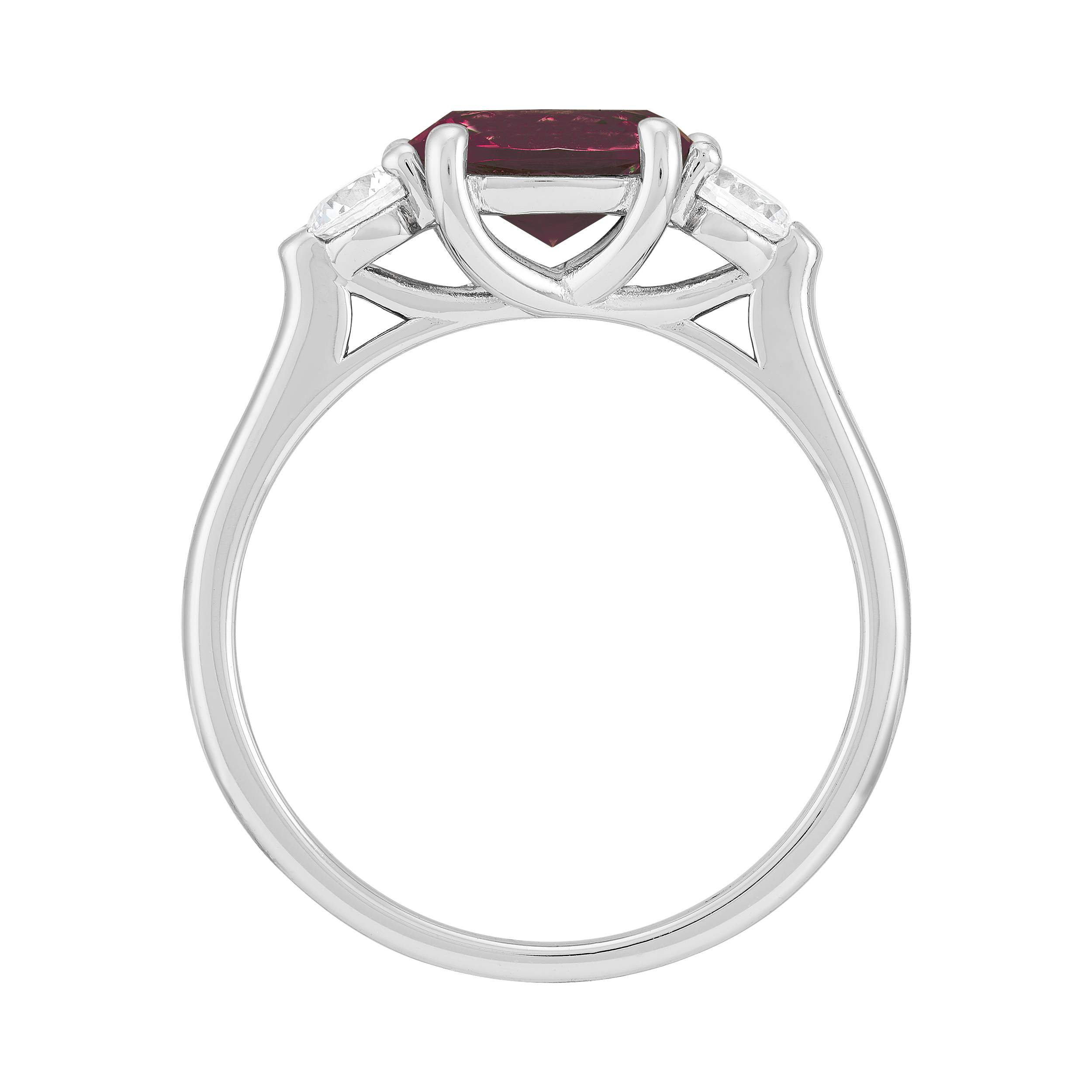 Brilliance Fine Jewelry Oval Created Ruby and White Cubic Zirconia Ring in Sterling Silver