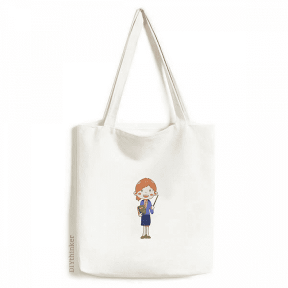 Teacher Animation Outline Role Tutor Tote Canvas Bag Shopping Satchel Casual Handbag