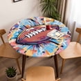 thumbnail image 5 of Rugby Brilliant Color Elastic Fitted Round Table Cover Sport Style Waterproof Outdoor Tablecloth for Holiday Party, Picnic, Patio & Dining Fits Tables Up to 45"-54", 5 of 8
