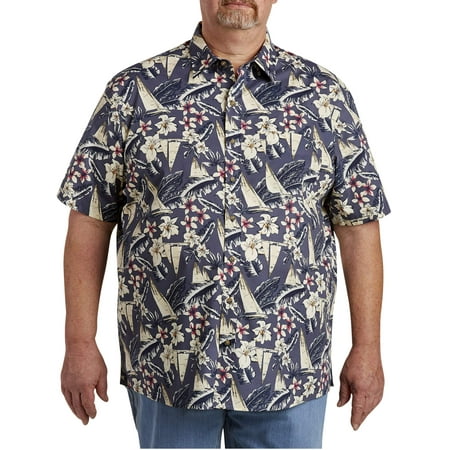 Big Tall Sport Coats - Men's Big & Tall Nautical Printed Short Sleeve Sport Shirt, up to size 7XL