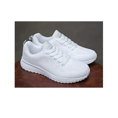 

Eloshman White Sneakers for Women Wide Width Lasies Lightweight Comfortable Fashion Running Walking Shoes Men White US 6.5