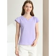 thumbnail image 5 of INSPIRE CHIC Blouse Décontractée à Manches Courtes Col en V pour Femmes Indigo Bleu G, 5 of 5