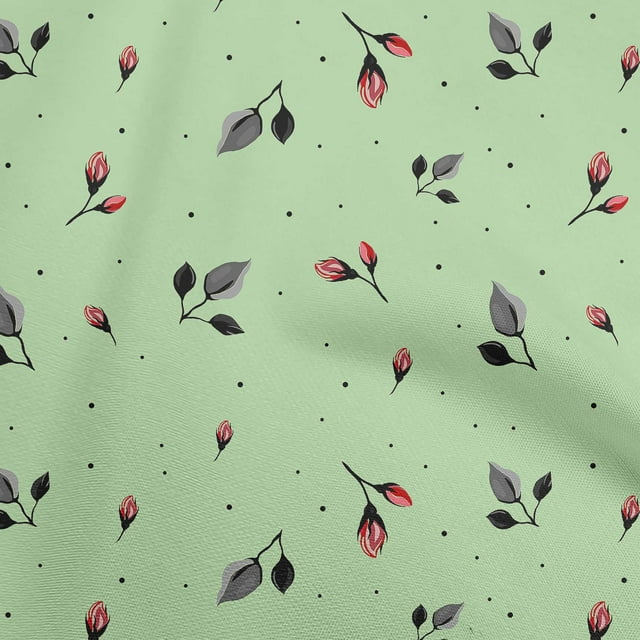 oneOone Velvet Mint Green Fabric Floral Sewing Craft Projects Fabric Prints By Yard 58 Inch Wide