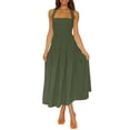 thumbnail image 1 of Txlixc Vestido sin mangas para mujer, color sólido/estampado, busto fruncido, escote cuadrado, espalda abierta Txlixc  Casual, 1 of 7