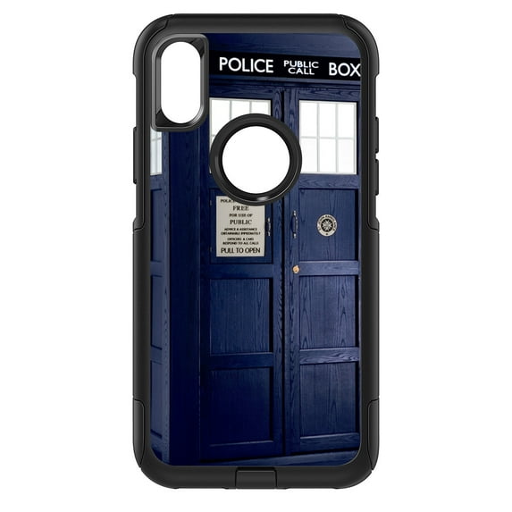 DistinctInk Custom SKIN / DECAL compatible with OtterBox Commuter for iPhone XS MAX (6.5" Screen) - TARDIS Police Call Box