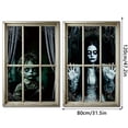 thumbnail image 3 of Halloween Decorations Ghost Girl Window Decals, 2 Pack 47x31.5in Large Fabric Wall Stickers, Removable 3D Peel and Stick Art for Home Party Decor, black B, 3 of 6