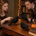 thumbnail image 3 of Black Crows Halloween Decor with Feather Design and Lifelike Pose, Scary Halloween Decorations Outdoor for Haunted Yard Displays, Halloween Party Decorations 3-Piece Set, 3 of 6