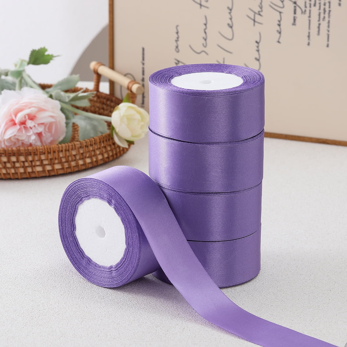 10 rolls of 4cm wide decorative ribbons for gift wrapping, parties, holiday, total 225m