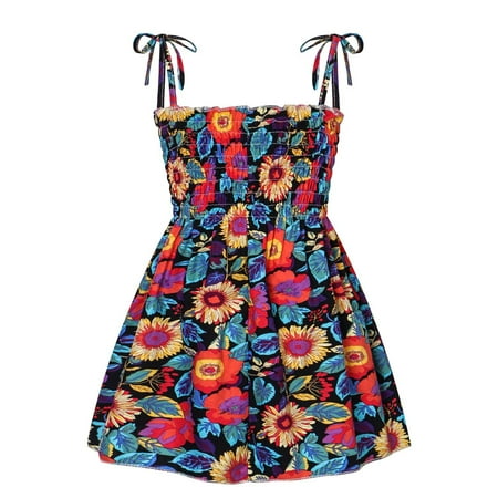 

Mikilon Summer Toddler Baby Girls Sleeveless Suspender Dress Floral Children s Clothing for 2.5-3 Years Child