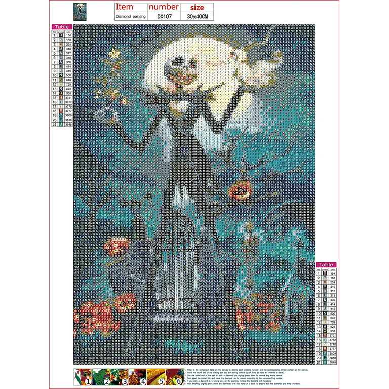 Sonsage DIY Halloween Diamond Painting Kit for Adult,Skull Jack and Sally Full Round Diamond Drill Kit,5D Wall Painting Art,Gem Art Craft Home Game