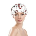 thumbnail image 3 of Kdxio Red Snake Print Shower Cap for Women,Elastic and Reusable,Double Waterproof Layers Bathing Hat, 3 of 9