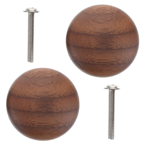 OUNONA Wood Mushroom Drawer Pulls for Furniture Dark Brown Wood Handles for Bedroom Kitchen Dresser Knobs 2 Pieces
