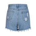 thumbnail image 4 of Women's Ripped Denim Shorts Mid Rise Frayed Raw Hem Tassels Stretchy Jean Shorts Casual Distressed Hot Shorts, 4 of 6