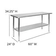 thumbnail image 6 of BizChair Stainless Steel 18 Gauge Prep and Work Table with Undershelf - NSF Certified - 60"W x 24"D x 34.5"H, 6 of 10