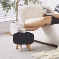 thumbnail image 3 of Round Mushroom Footstool Ottoman – Rabbit Wool Upholstered Small Stool with Solid Wood Legs, Cute Shoe Changing Stool, Step Stool, Sofa Footrest for Living Room & Bedroom Black, 3 of 7