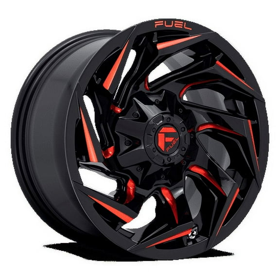 Fuel D755 Reaction 17X9 6X135/6X139.7 1Et 106.1Cb Gloss Black Milled With Red Tint Wheel