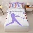 thumbnail image 3 of Homewish Purple Dripping Baseball Stitch Hitter Silhouette Graphic Zipper Twin Comforter Sets with Fitted Sheet and 2 Pillowcases,Baseball Graphic Zipper Bedding Set,4-Piece, 3 of 6