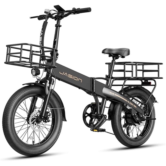 Jasion EB6 Electric Bike for Adults, 500W Motor Folding Ebike with 48V Built-in Battery, Class 3 Up to 50 Miles E-Mountain Bike with speedometer, 20" Fat Tire Foldable E Bicycle, UL 2849