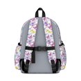 thumbnail image 3 of White Purple Butterfly Flower Pattern Cute School Backpack with Padded Back and Adjustable Shoulder Straps 13.4"x11"x4.7", 3 of 5