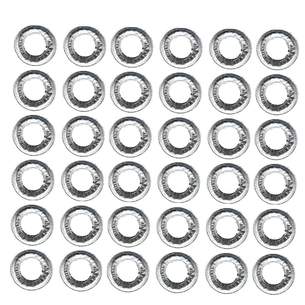 WHAMVOX Foil Stove Burner Covers for Kitchen Use Oil Proof and Heat Resistance Reusable Tinfoil Liners Silver 40 Pieces