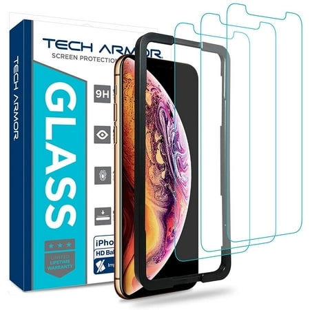 Tech Armor Apple iPhone Xs Max Ballistic Glass Screen Protector [3-Pack] Case-Friendly Tempered Glass, 3D Touch Accurate Designed for New 2018 Apple iPhone Xs