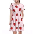 thumbnail image 1 of Vsdgher Robes Maxi Midi Décontractées Fraise pour Femmes Été 2025 Manches Courtes Légères Col Rond Robe de Plage, 1 of 6