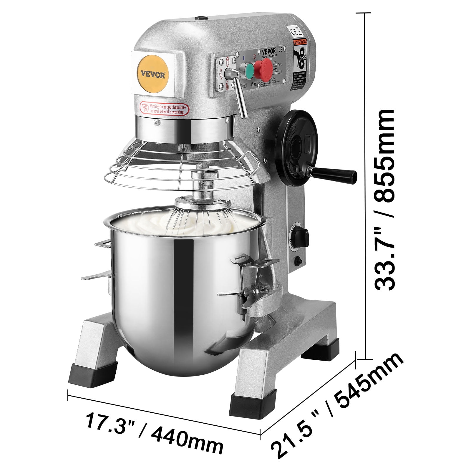 VEVOR Commercial Food Mixer,30Qt Commercial Mixer with Timing Function, 1100W Stainless Steel Bowl Heavy Duty Electric Food Mixer Commercial with 3 Speeds Adjustable 108/199/382 RPM,Dough Hook Whisk