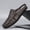 Khaki, variant on Men White Backless Mule Loafers Metal Leaf Ornament Hand Whipstitched Moccasin Light Blue Breathable Insole Serrated Anti-Slip Rubber Sole Casual Driving Slippers