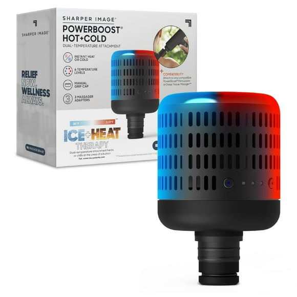 Sharper Image Powerboost Accessoire Double Température Chaud + Froid - Chaleur Instantanée & Froid, 6 Niveaux de Température, Compatible avec Pistolets de Massage Powerboost