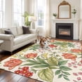 thumbnail image 4 of Area Rug 72×108in, Vintage Tulips Red Daisies Floor Carpet Living Room Rug, Yellow Blooms Floral Pattern Non-Slip Welcome Mat Indoor Rugs for Bedroom Dining Room, 4 of 9