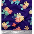 thumbnail image 1 of Soimoi Blue Cotton Duck Fabric Leaves & Floral Artistic Print Fabric by the Yard 42 Inch Wide, 1 of 1