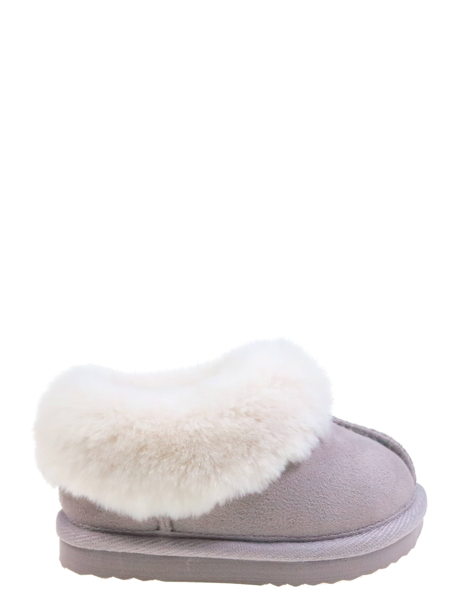 Wonder Nation Baby Girls Faux Fur Trim Slippers