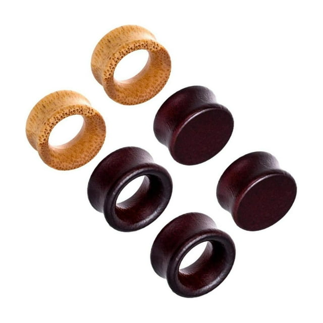serony 3 Pairs Natural Wooden Flared Expander Gauges Tunnel same size ear plugs Ear Piercing 12mm