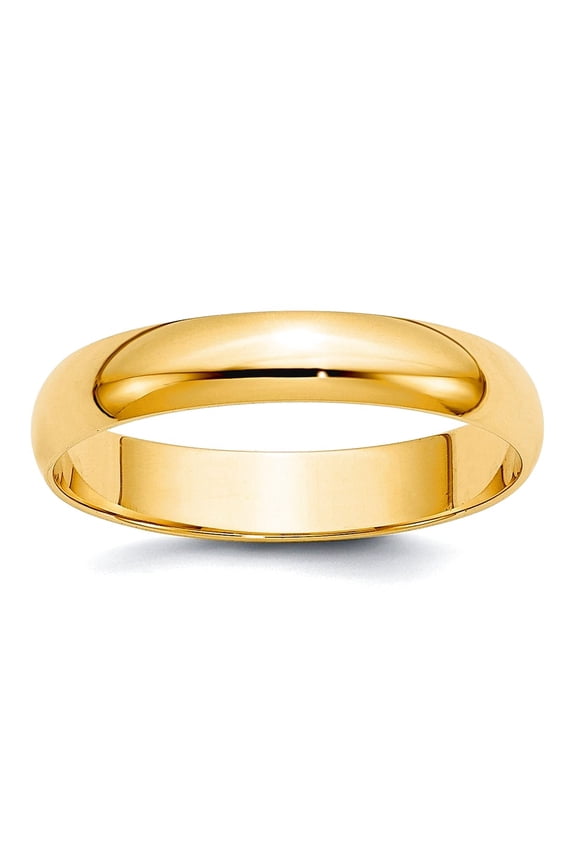 10k Yellow Gold Solid Polished Lightweight 4mm Ltw Half Round Band Size 14 Ring Ring for Women and Men