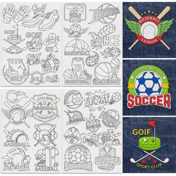 4 Sheets 11.6x8.2 Inch Stick and Stitch Embroidery Patterns Non-woven Fabrics Water Soluble Embroidery Stabilizers Ball 297x210mmm
