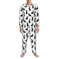thumbnail image 3 of Salouo Black Rabbit Print Button-Front Long Sleeve Pajama Set for Men, Soft 2Pjs Men's Long Sleeve Sleepwear-XX-Large, 3 of 7
