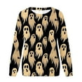 thumbnail image 4 of Goindgs Halloween Women's Sweatshirts Happy Ghost Graphic Print Hoodless with Long Sleeves Loose Pullover Tops for Women Z1-Beige M, 4 of 5