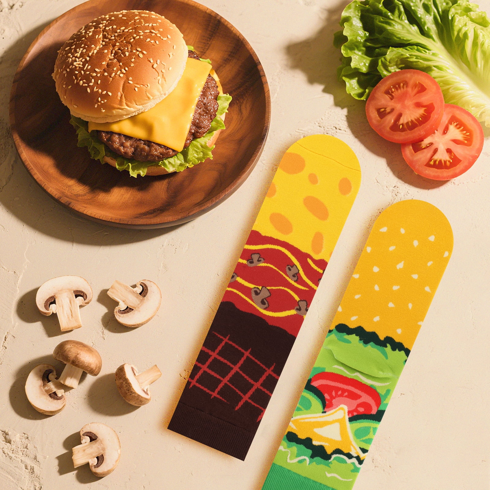 Funny Burger Socks Box for Men Dad Women Teen Boys -Funny Gifts Hamburger Novelty Funky Crazy Silly Cool Food Socks -Fathers Valentines Day Birthday Gag Christmas Gift Ideas Stocking Stuffers